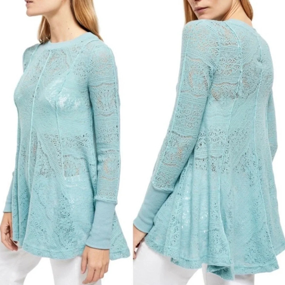 Free People Coffee in the Morning Dress Women's M Astral Sea Tunic